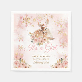 Rosa Winter Hjort sin flicka Baby Shower Pappersservett
