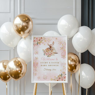 Rosa Winter Hjort sin flicka Baby Shower Poster