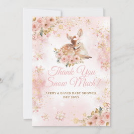 Rosa Winter Hjort sin flicka Baby Shower Tack Kort