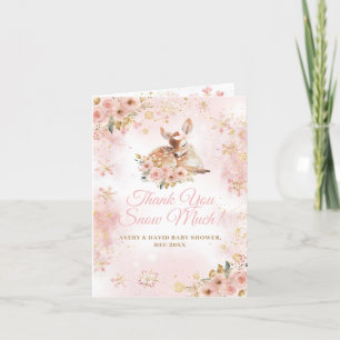 Rosa Winter Hjort sin flicka Baby Shower Tack Kort