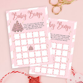 Rosa Winter Julgran Baby Shower Bingo Game Inbjudningar