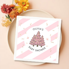 Rosa Winter Julgran Baby Shower Pappersservett