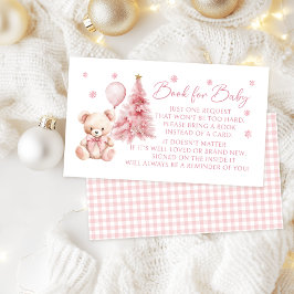 Rosa Winter Nalle Bok för Flicka Shower Tilläggskort