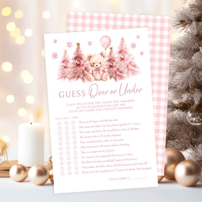 Rosa Winter Nalle Bow Baby over eller under spel (Skapare uppladdad)