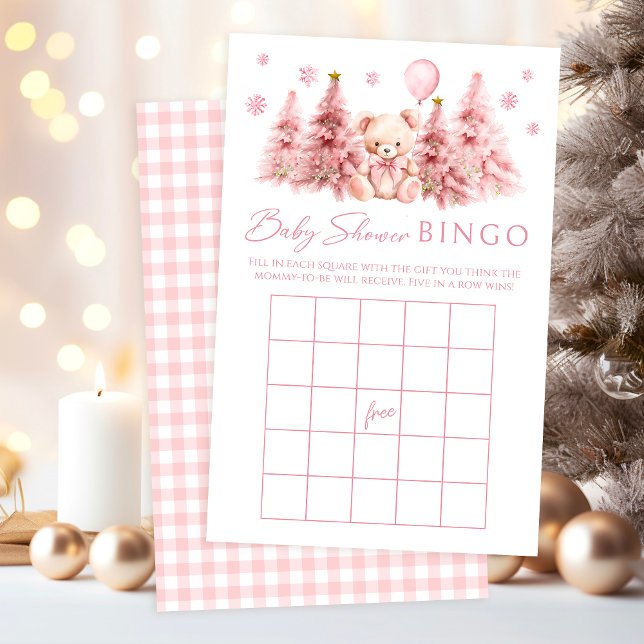 Rosa Winter Nalle Flicka Shower Game Bingo (Skapare uppladdad)