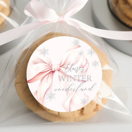 Rosa Winter Onederland 1:a födelsedag Runt Klistermärke