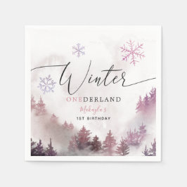Rosa Winter ONEderland Girl's Födelsedagsfest Pappersservett