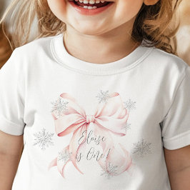 Rosa Winter Onederland Silver 1:a födelsedag T Shirt