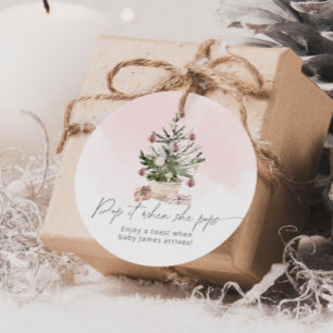 Rosa Winter Pop det när hon pockar babydusch Gåvor Etiketter