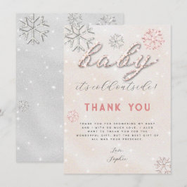 Rosa Winter Rhinestones Baby Shower Tack Inbjudningar