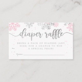 Rosa Winter Snöflingor Baby Shower Diaper Raffle Tilläggskort