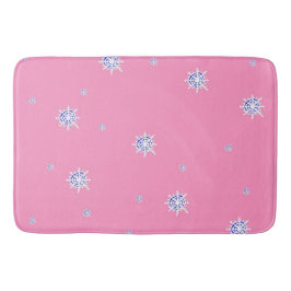 Rosa Winter Snöflingor Badrumsmatta