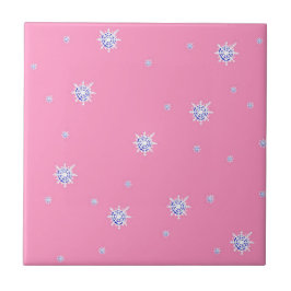 Rosa Winter Snöflingor Kakelplatta
