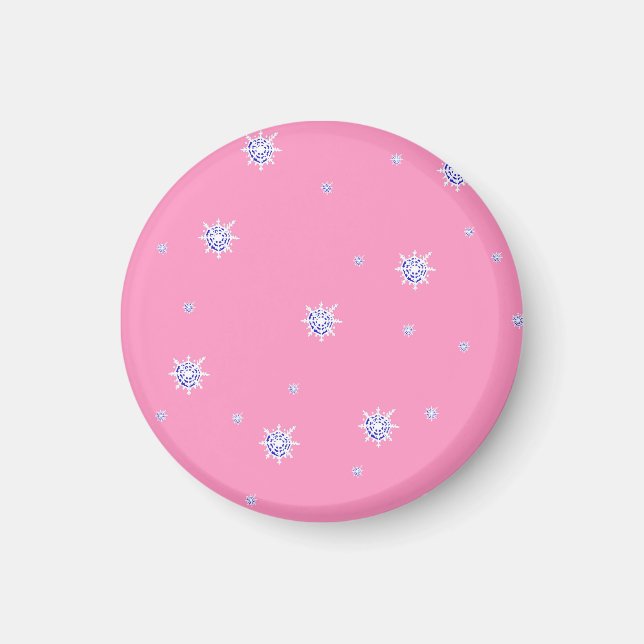 Rosa Winter Snöflingor Magnet (Framsidan)
