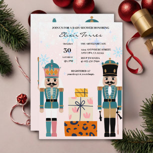 Rosa Winter Snöflingor Nutcracker Baby Shower Inbjudningar