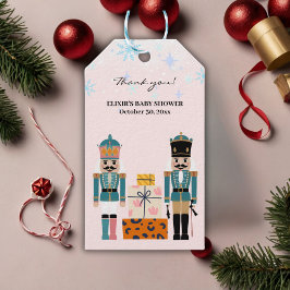 Rosa Winter Snöflingor Nutcracker Baby Shower Presentetikett