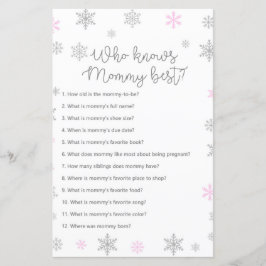 Rosa Winter Snowflake Baby Shower Game PRINTED