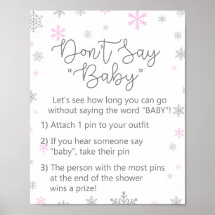 Rosa Winter Snowflake Baby Shower-skylt Poster