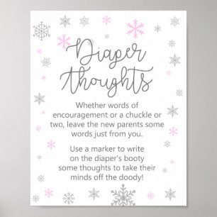 Rosa Winter Snowflake Baby Shower-skylt Poster