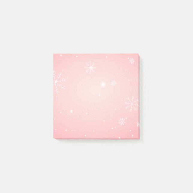 Rosa Winter Snowflake Post it Notes Post-it Block (Framsida)