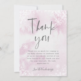 Rosa Winter Watercolor Baby Shower Tack Kort