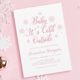 Rosa Winter Wonderland Baby Shower Inbjudningar
