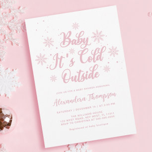 Rosa Winter Wonderland Baby Shower Inbjudningar