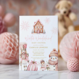 Rosa Winter Wonderland Baby Shower Inbjudningar
