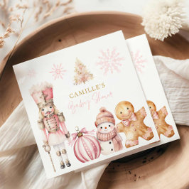 Rosa Winter Wonderland Baby Shower Pappersservett