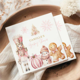 Rosa Winter Wonderland Baby Shower Pappersservett