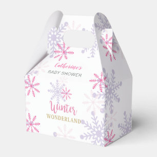 Rosa Winter Wonderland Baby Shower Snöflingor Girl Presentaskar
