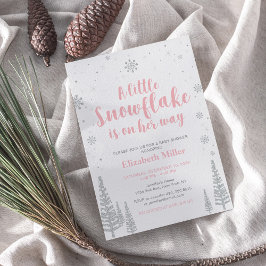 Rosa Winter Wonderland, Girl Baby Shower/Sprinkle Inbjudningar
