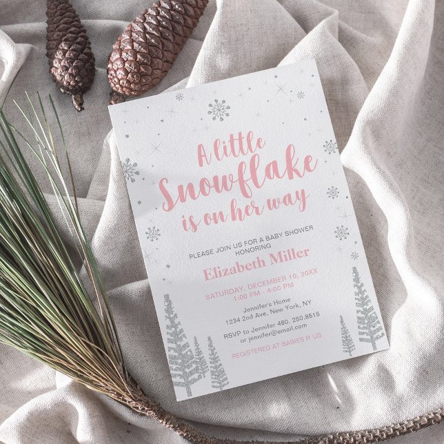 Rosa Winter Wonderland, Girl Baby Shower/Sprinkle Inbjudningar (Skapare uppladdad)