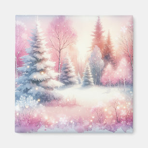 Rosa Winter Wonderland jul Magnet
