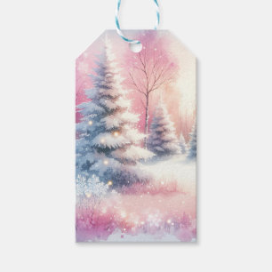 Rosa Winter Wonderland jul Presentetikett