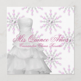 Rosa Winter Wonderland Quinceanera Inbjudningar