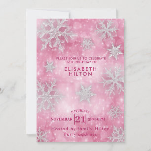 Rosa Winter wonderland snöflingor dress söt 16 Inbjudningar