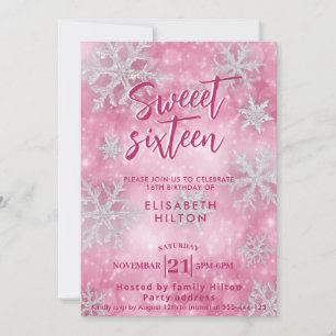 Rosa Winter wonderland snöflingor dress söt 16 Inbjudningar
