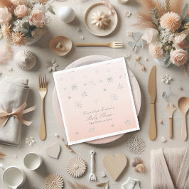 Rosa Winter Wonderland Snowflake Baby Shower Pappersservett