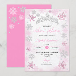 Rosa Winter Wonderland Snowflake Sweet 16 Inbjudningar