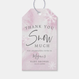 Rosa Winter Wonderland Tack Snö Mycket ch Presentetikett