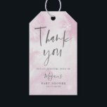 Rosa Winter Wonderland Watercolor Baby Shower Presentetikett<br><div class="desc">Elegant babyduschfavärde-tagg med illustration av ett vitt glödande snöflingor på en rosa vattenfärgsbakgrund.</div>