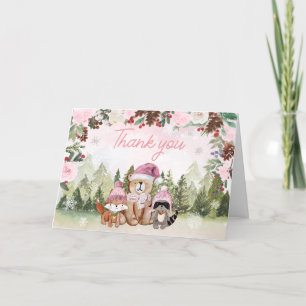 Rosa Winter Woodland Baby Shower Tack Kort