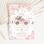 Rosa Winter Woodland Lastbil Baby Shower Inbjudningar<br><div class="desc">Välkomna din lilla med vår hjärtslitande flicka Woodland Baby Shower-inbjudan utskrivbar. Anpassa för att  glädjen med dina kära! BS529</div>