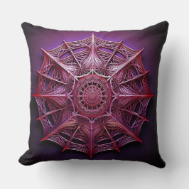 Rosa Wireframe Mandelbrot Kudde