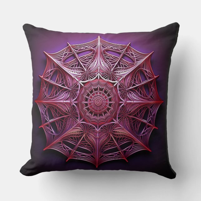 Rosa Wireframe Mandelbrot Kudde (Framsida)