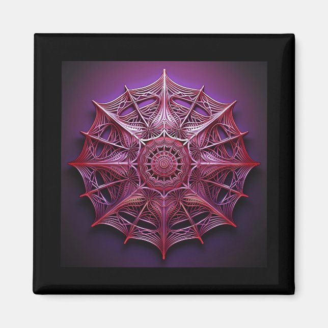 Rosa Wireframe Mandelbrot Magnet (Framsidan)