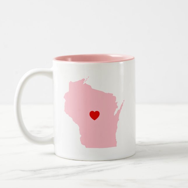 Rosa Wisconsin bröllopsjubileum Två-Tonad Mugg (Vänster)