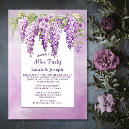 Rosa Wisteria Blommigt Bröllop efter Party Inbjudningar
