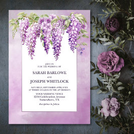 Rosa Wisteria Blommigt Bröllop Inbjudningar